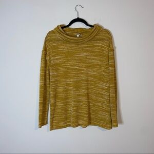 Umgee Mustard Yellow & Cream Knit Cowl Neck Long Sleeve Tunic Top